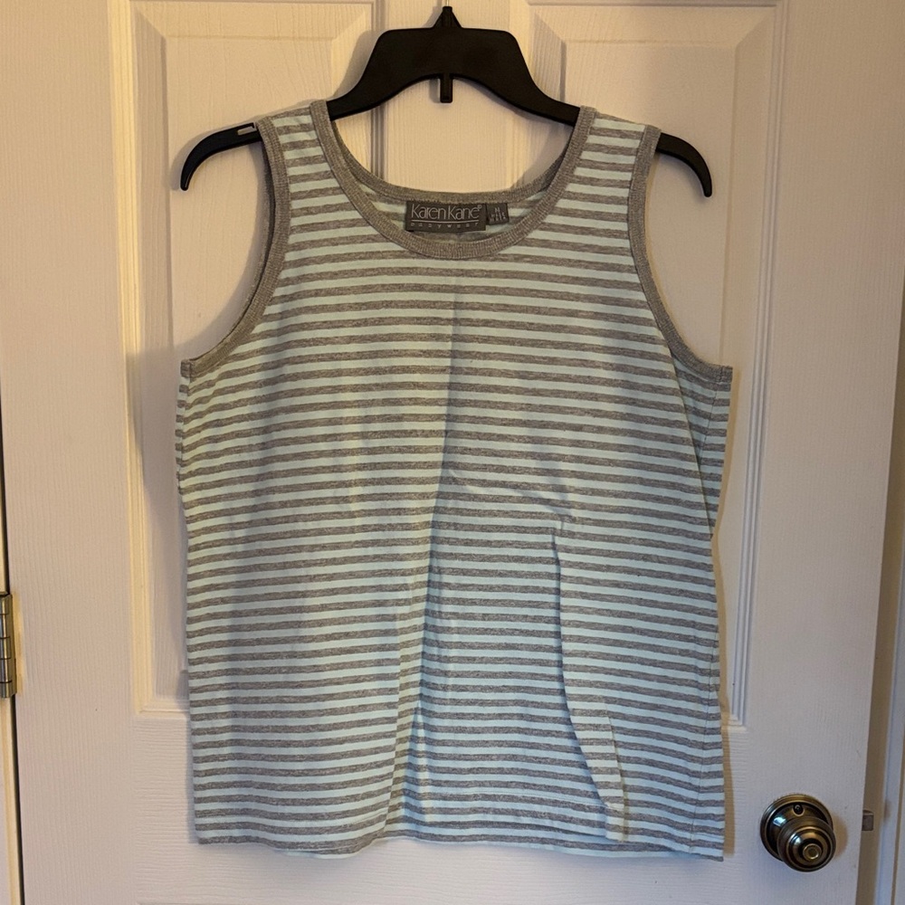 Karen Kane Easy Wear Striped Cotton Tank Top M Made in USA
